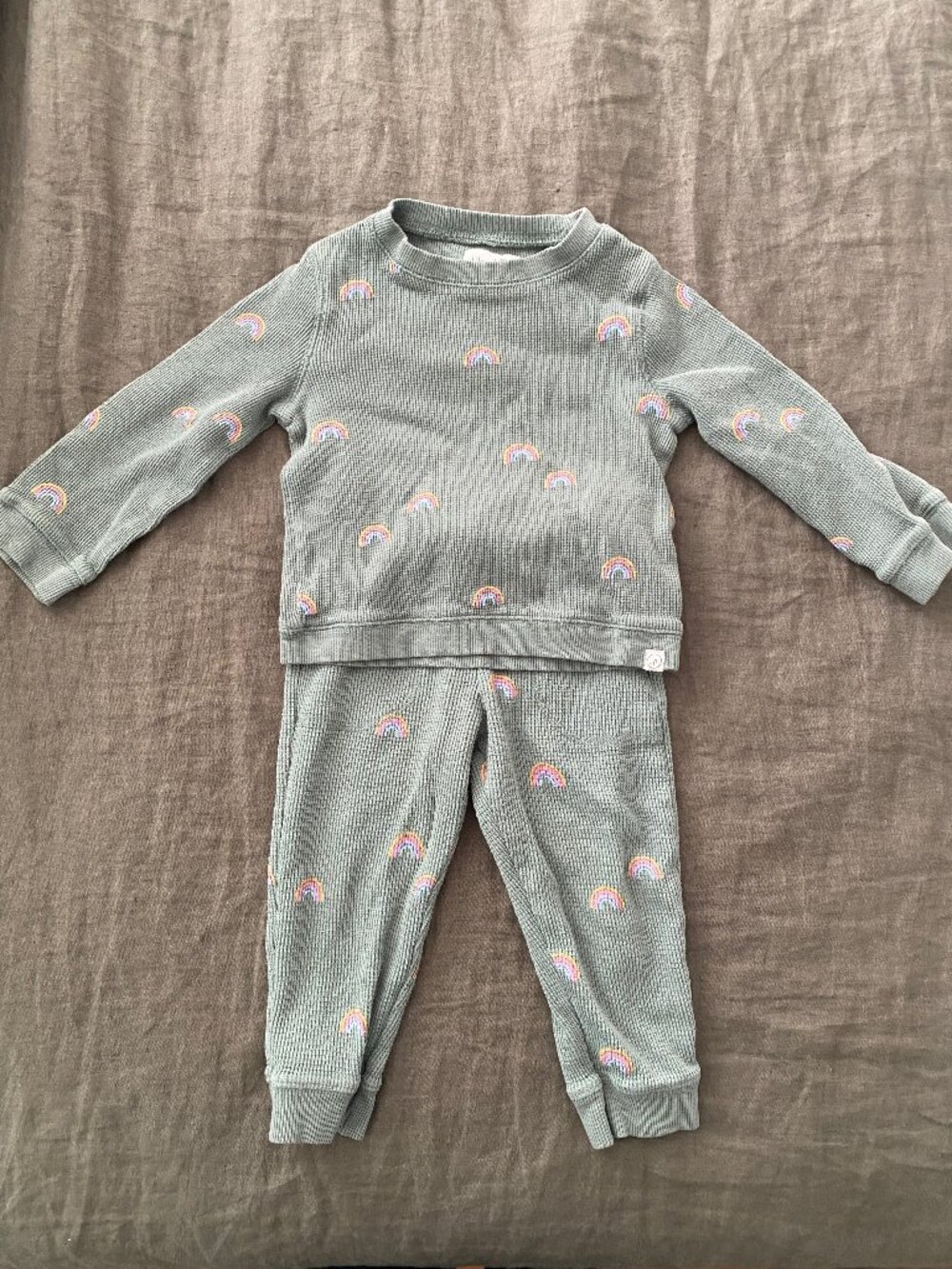 Little Planet organic cotton waffle knit rainbow sweatsuit, 2T